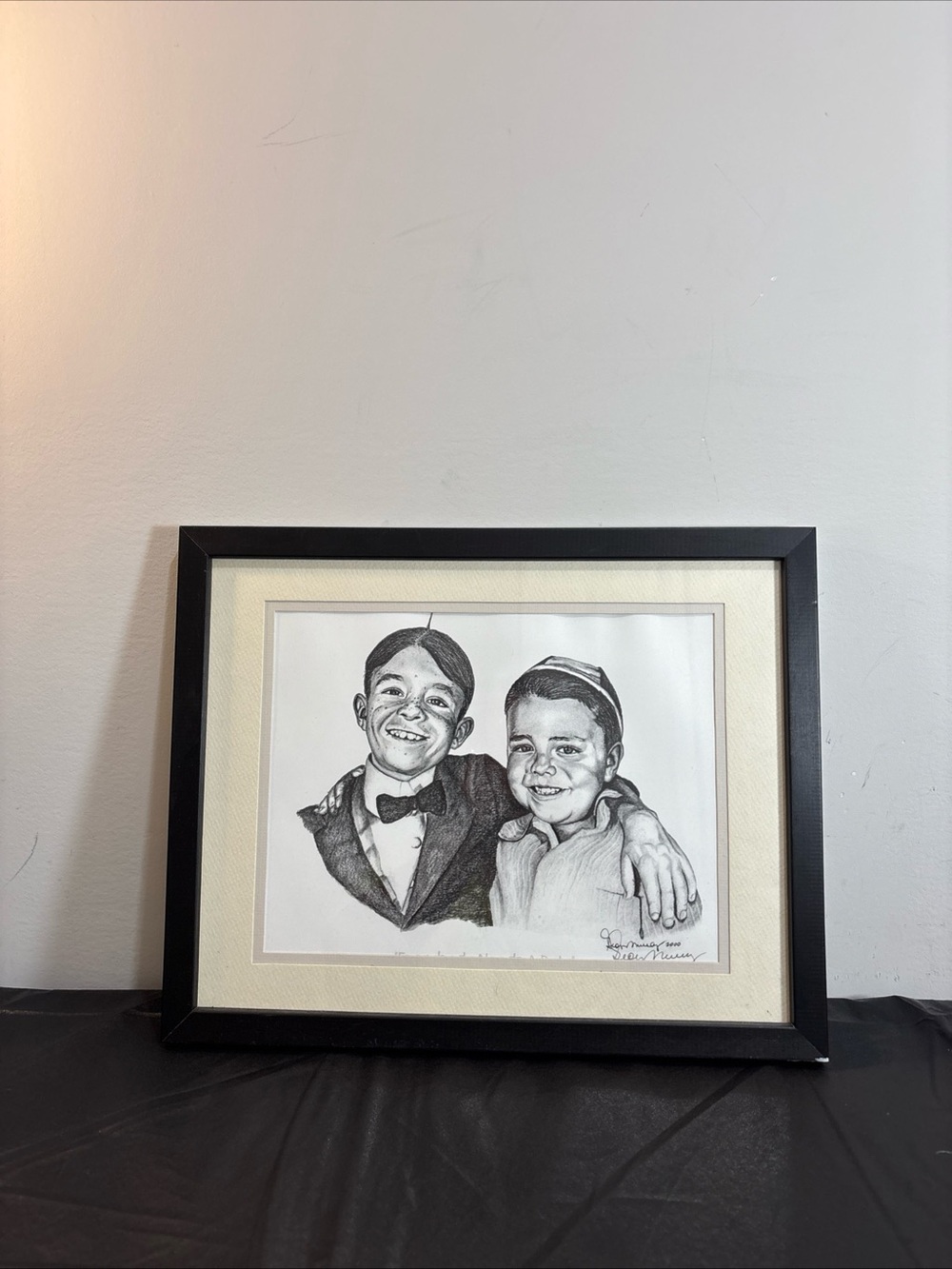 Little Rascals Black Framed Portrait Drawing - Black Frame, Cream Mat. 9/25